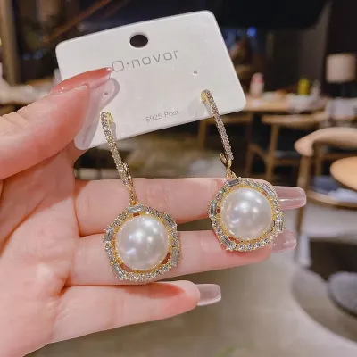 Korean Fashion Geometric Crystal  Dangle Earrings
